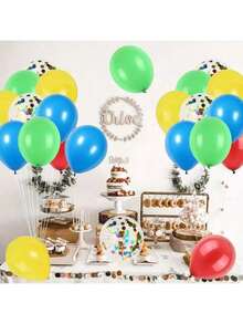 45 Stücke 10 Zoll grüne rote gelbe blaue Ballons, Konfetti Helium Latex Ballons für Karneval, Superhelden Party, Geburtstag, Babyparty, Hochzeit, Party Dekoration - Satz - Übersicht 7
