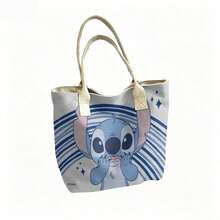 Túi tote vải canvas Disney Lilo & Stitch - Túi đeo vai in hình Stitch đầy phấn khích, thích hợp sử dụng hàng ngày. - màu đen - Xem 5