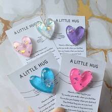 5pcs/Set Heart-Shaped Resin Pocket Hug Cards, Multi-Color Love Theme Greeting Cards With Invitation Pocket, Unique Gift For Birthday, Wedding, Christmas, Valentine's Day, Heartfelt Gesture To Keep For Friends And Family - Nhiều màu - Xem 3