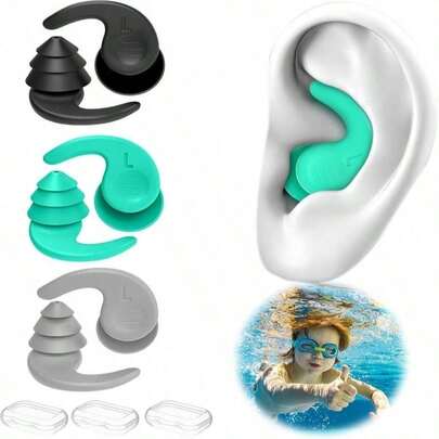 Reusable Silicone Earplugs, Waterproof Noise-Proof Earplugs For Swimming, Sleeping, Snoring, Study, Concerts, Outdoor Travel, Industrial Work, Comfortable For Men And Women,Breathable & Comfortable,Flexible & Pressure Resistant,Reusable & Durable,Lightweight & Portable