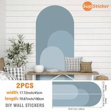 SUPSTICKER 2入大尺寸波希米亞風層次拱門牆貼，可撕貼可移除 PVC 牆貼，適用兒童房、育兒室、臥室，17.72x70.87英吋 - 彩色 - 查看 13