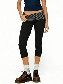 Striped Pants For Women Mid Rise Wide Leg Elastic Waist Casual Trousers For Spring - Grey - View 3