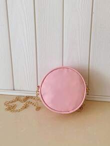 Bolso de mano redondo con flores de encaje 3D de moda, bolso cruzado de hombro con cadena multiusos y único - Rosa - Ver 7