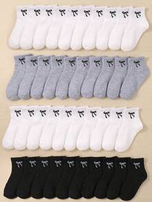 10 Pairs Random Bow Boat Socks, Black White Gray Bow Socks, Suitable For Children, Soft Breathable Girls Socks, Suitable For School Students Teenagers, Summer Essential Young People Socks, Children Holiday Essential, Suitable For Daily Life - Multicolor - View 7