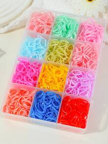 2000pcs/Box Colorful Candy Minimalist Disposable Elastic Hair Ties, High Elasticity Hair Accessories For Daily Use - Multicolor - View 2