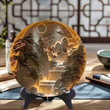 Plato decorativo de estilo vintage con relieve 3D, decoración del hogar para la entrada, el estudio, la sala de té, el escritorio de la oficina - [amanecer] - Ver 2
