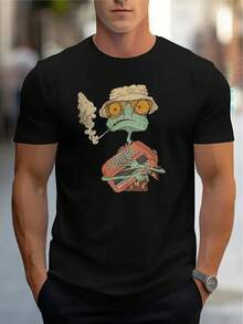 Men's T-Shirt, Comfortable, Round Neck, Casual, Cotton, Short Sleeve, Soft And Breathable, Men's Clothing, Summer And Spring T-Shirt, Streetwear, Cotton Fabric, Letter Print, Loose And Comfortable. - White - View 8