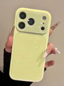 Ốp lưng điện thoại cao cấp màu trơn, mặt kính bóng cho iPhone 17 Pro Max 16 15 14 13 12 11 Pro Max, bảo vệ ống kính, chống rơi, chống sốc, mặt lưng cứng cáp. - Chuyển sang màu vàng ngay lập tức - Xem 3