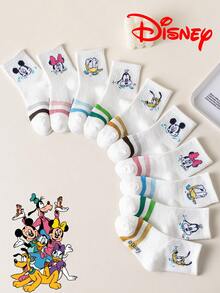 10/5/1 Pair Disney Kids Socks White Mickey Mouse Colorful Striped Mid-Calf Thickened Winter Socks - White - View 11