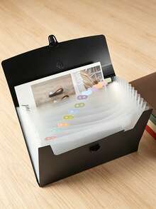 Multi-Compartment Accordion File Folder, Matte Inner Pages + Snap Lock Edges, Portable Storage, Student/Office Document & Test Paper Organizer - Accordion Bag - View 2