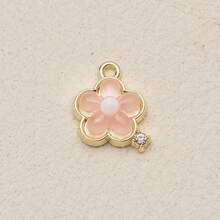 1PC Gold Tone Spring Floral Series DIY Charms, Flower/Bow/Moon/Bee/Rose Enamel & Crystal Elements, Sweet Girly Style Versatile Pendant Supplies - Flower - View 4