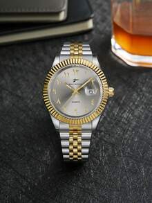 RICECGO Classic Men's Quartz Watch, Round Dial With Date Display, Suitable For Daily Wear, Ideal Birthday Gift And Choice For Business Professionals - Multicolor - View 13