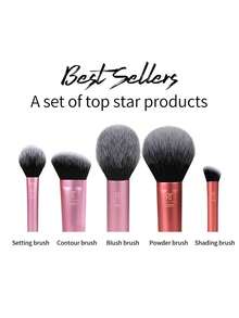 Real Techniques Advanced Face Makeup Brush Set - Blush Brush, Setting Brush, Contour Brush, Highlighting Brush #4183 - Hot Pink - View 4