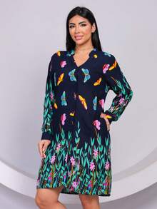 Printed  Long-Sleeved Shirt - Blue - View 4