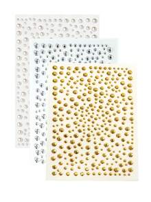 3片装自粘珍珠贴纸，3D白色宝石金色透明水钻贴纸，适用于新娘、伴娘、头发、化妆、美甲、手工制作、女孩DIY发饰，适用于情人节、母亲节、婚礼、派对、度假、约会、音乐节、日常使用，尺寸3毫米/4毫米/5毫米/6毫米，发饰，发饰 - 彩色 - 查看 18