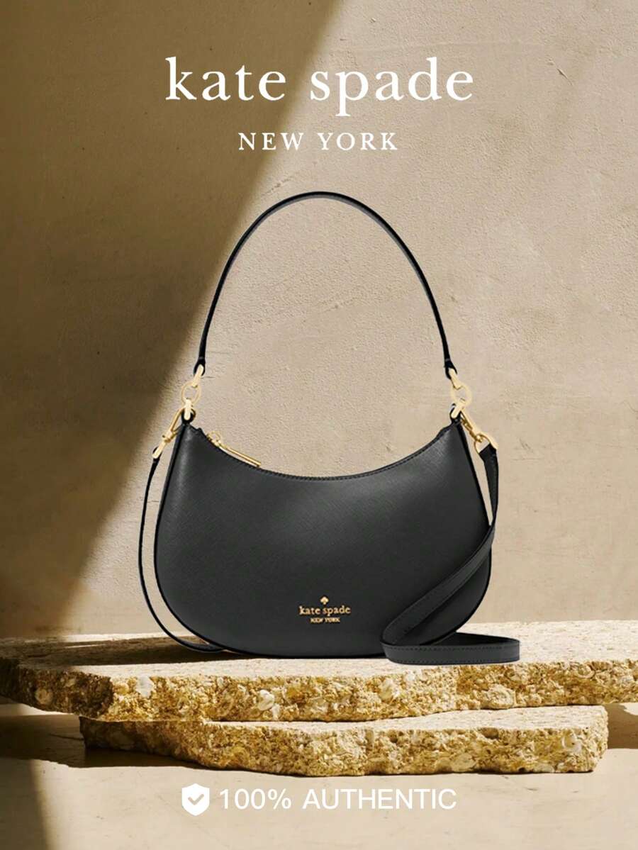 Kate Spade KS PAIGE Cute Hobo Bag Leather Crossbody Bag for Women Top Zip Shoulder Bag Ladies' Casual Cross Body Purse with Adjustable Strap - 黑色 - 查看 1