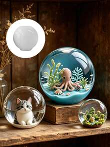 1个水晶环氧树脂球模具，硅胶球模具，用于制作3D球形星空装饰 - 圓球模具 - 查看 1