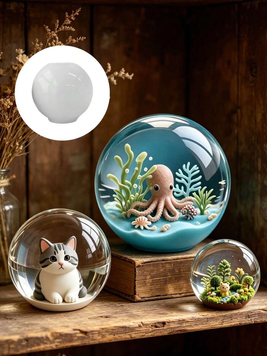 1个水晶环氧树脂球模具,硅胶球模具,用于制作3D球形星空装饰 - 圓球模具 - 查看 1