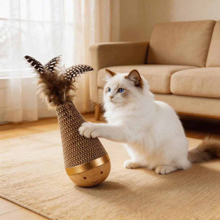 1pc Round Toy, Durable Chew And Grind Teeth, For Self-Pleasure And Relaxation; Interactive Durable Chew Cat Toy, Suitable For Pets; Fun Interactive Cat Toy; Durable Chew Puzzle Ball; Suitable For Cats Alone At Home, Helps Relieve Loneliness, Anxiety And Destructive Behavior; Random Color, Random Packaging - View 1