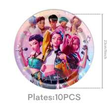 Juego de vajilla temática de grupo de chicas K-Pop de 81/51 piezas, adecuado para 10 personas, juego de vajilla para fiesta de cumpleaños, incluye platos, vasos y servilletas. Suministros de decoración para fiestas, adecuado para camping, picnic, barbacoa en el patio trasero y decoración de sitios de fiestas festivas, regalo perfecto para fans. - Multicolor - Ver 4