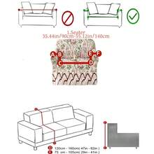 1 pieza Funda elástica decorativa para sofá de tela de seda de leche, con estampado de plumas y hojas, colores ricos, resistente al polvo y apto para mascotas, disponible en tamaños de 1/2/3/4 plazas, adecuado para todas las estaciones - Multicolor - Ver 14