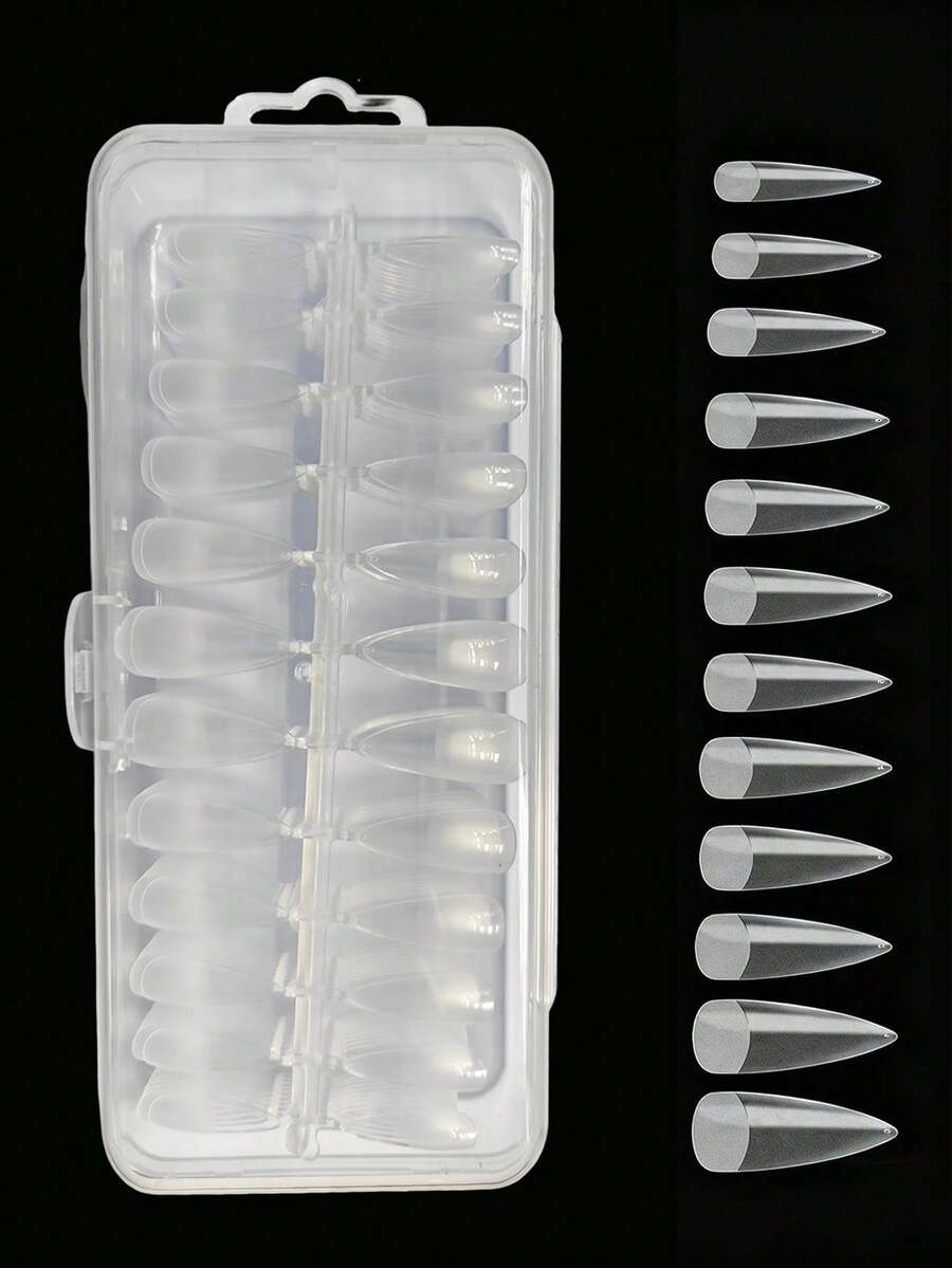 240 miếng dán móng tay dài, trong suốt, mờ, 2 trong 1, dạng gel mềm, thích hợp cho việc tự làm móng tại nhà, dụng cụ làm móng giả. - Trong sáng - Xem 1