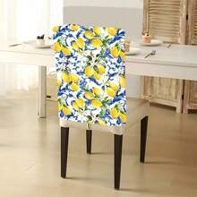 1pc/4pcs/6pcs/10pcs Blue Lemon Brick Pattern Plush Chair Cover, Removable Short Plush Fabric Chair Slipcover, Chair Back Protector, Suitable For All Seasons, Holiday Decor, For Dining Room, Living Room, Office, Hotel - Multicolor - View 5