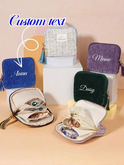 Personalized Custom Travel Jewelry Organizer, Personalized Jewelry Storage Bag, Customizable With Name/Text/Logo/Date, Etc