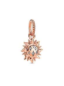 1 chiếc hạt charm hình trái tim và hoa màu vàng hồng lấp lánh, phù hợp với vòng tay hoặc dây chuyền dạng rắn nguyên bản, dùng để tự làm trang sức bạc 925, quà tặng trang sức cho nữ, con gái. - Hoa hồng vàng - Xem 44