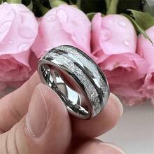 8mm Stainless Steel Ring For Men - Waterproof, Low Allergy, Suitable For Daily Wear, Perfect For Fashion-Conscious Men - 銀色 - 查看 12