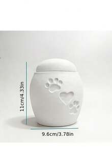 1个3D打印宠物骨灰盒，白色塑料纪念骨灰盒，适用于猫狗，宠物骨灰盒，带有爪印和心形图案，适合中小型宠物，宠物哀悼礼物 - 白色 - 查看 6