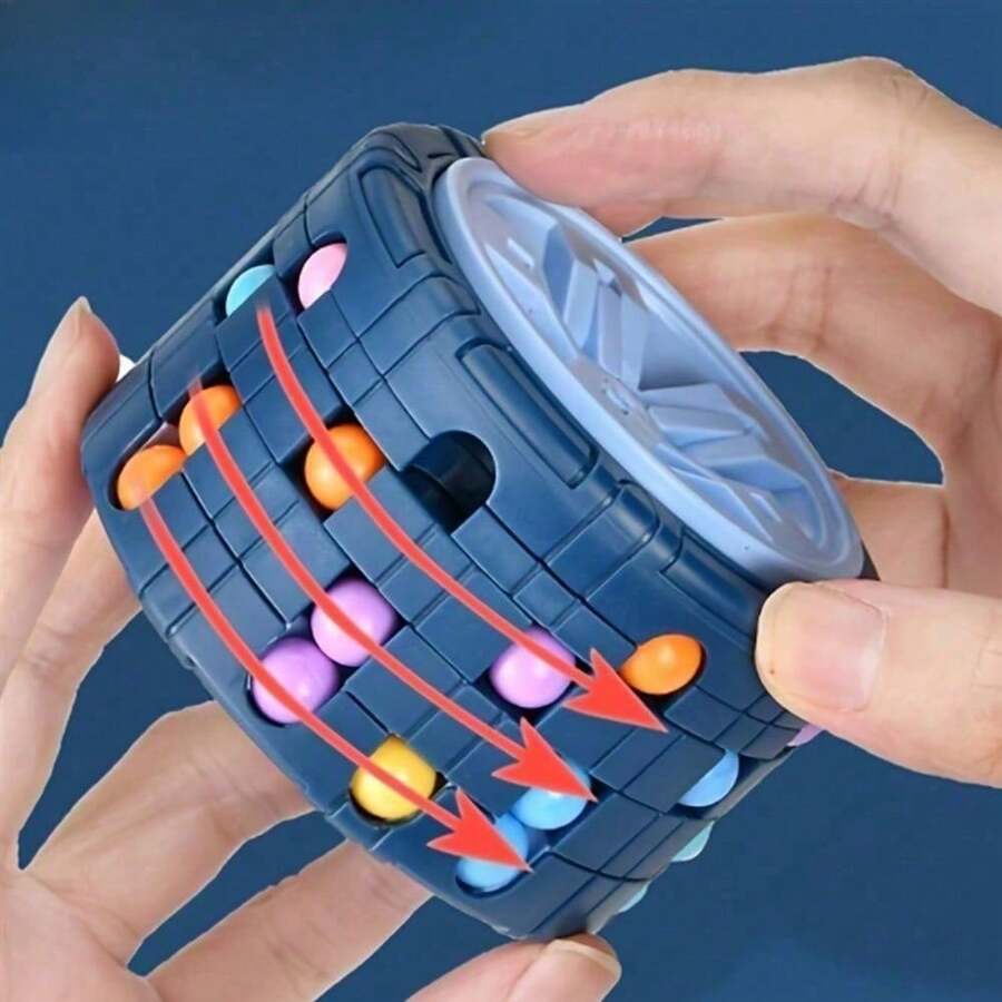 3D Magic Cube Puzzle Toy, Spinning Ball Maze Slide Puzzle Game, Stress Relieving Brain Teaser Fidget Sensory Toy, Educational Learning Gift For Boys Girls(Red, Blue, Black) - Màu xanh lam - Xem 1