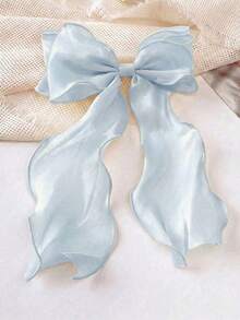 1/2/3pcs Mesh Bowknot Ribbon Hair Clip For Daily, Large Hairpin For Hair Styling Accessories,Suitable For Daily Wear,Photography - Baby Blue - View 6