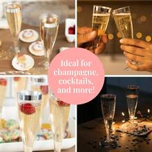 8|20|60 pezzi Bicchieri da champagne con bordo argentato, bicchieri da cocktail a stelo lungo con glitter, adatti per bevande e bevande in polvere, bicchieri da cocktail riutilizzabili trasparenti da 4,5 once, adatti per feste, matrimoni e grandi eventi, forniture per feste della Festa della Mamma e della Festa del Papà, forniture per lauree e ritorno a scuola - Visualizzare 4