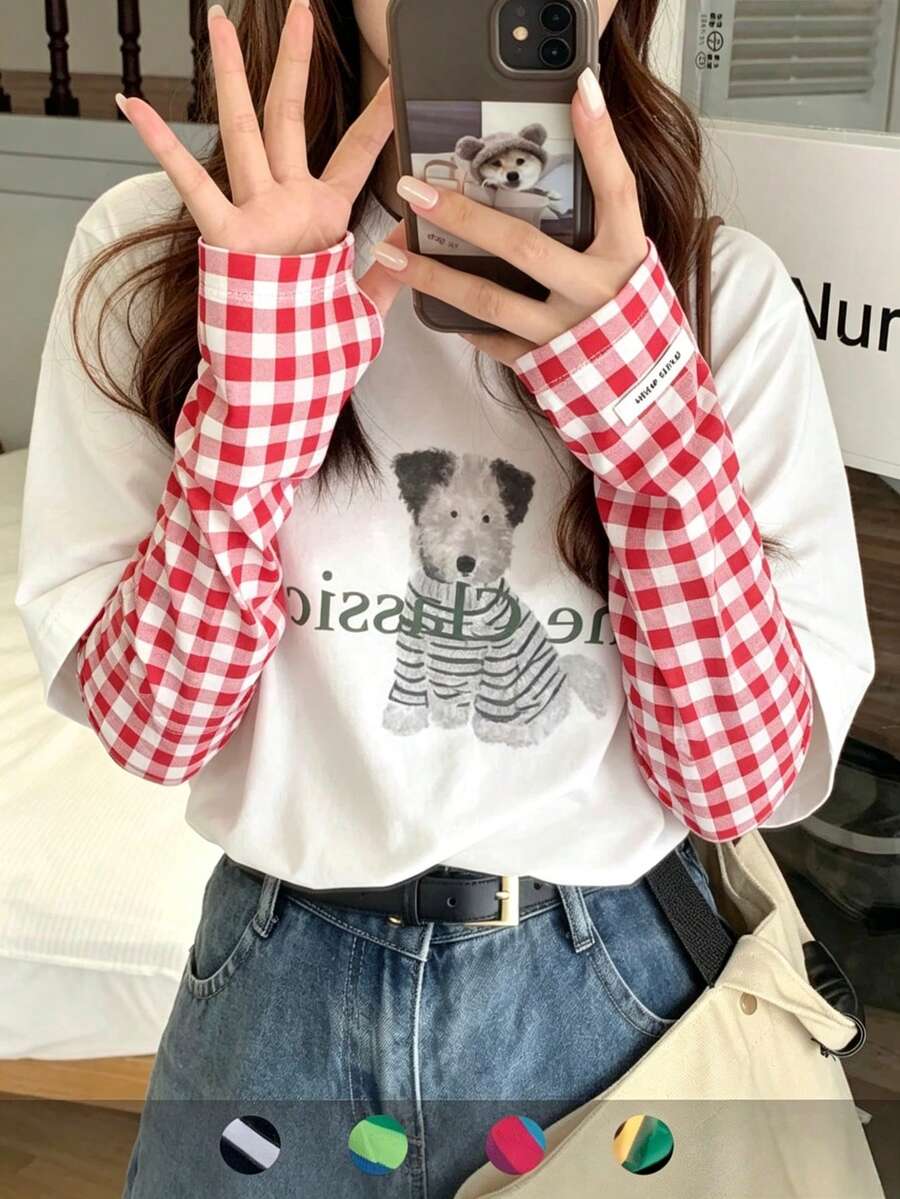 1 đôi ống tay chống nắng kẻ caro và chấm bi cho nữ, chống tia UV, mỏng, thoáng khí, dễ thương, thích hợp cho đạp xe mùa hè, lễ hội, tiệc tùng. - Nhiều màu - Xem 1