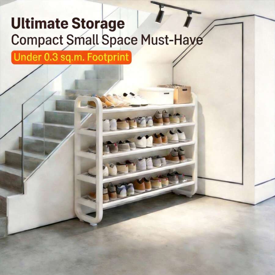 Multi-Layer Simple Shoe Rack, Multifunctional Large-Capacity Storage Rack, Easy To Load And Unload, Save Space, Home Organization Shoes And Boots Storage Sundries, Fit For Apartment, Corridors, Closets, Living Rooms - White - View 1