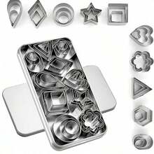 [30-Piece Stainless Steel Cookie Cutters Set] Baking Mold Kit, Assorted Flower/ Heart/ Star Shapes, Essential For Party Desserts/ Family Baking,  304 Stainless Steel Durable Set - Silver - View 5