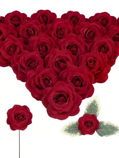 1/5 Set (Flower Head + Leaves + Stem), 27cm Artificial Spring/Summer Flower Bouquet, Bridal Bouquet Decor. Lifelike Rose Bouquet With Green Leaves, Realistic Rose. Suitable For Wedding Decoration, Bridal Bouquet, Home Decor, DIY Headpiece, Tabletop Centerpiece. Also A Great Gift For Women, Suitable For All Seasons.