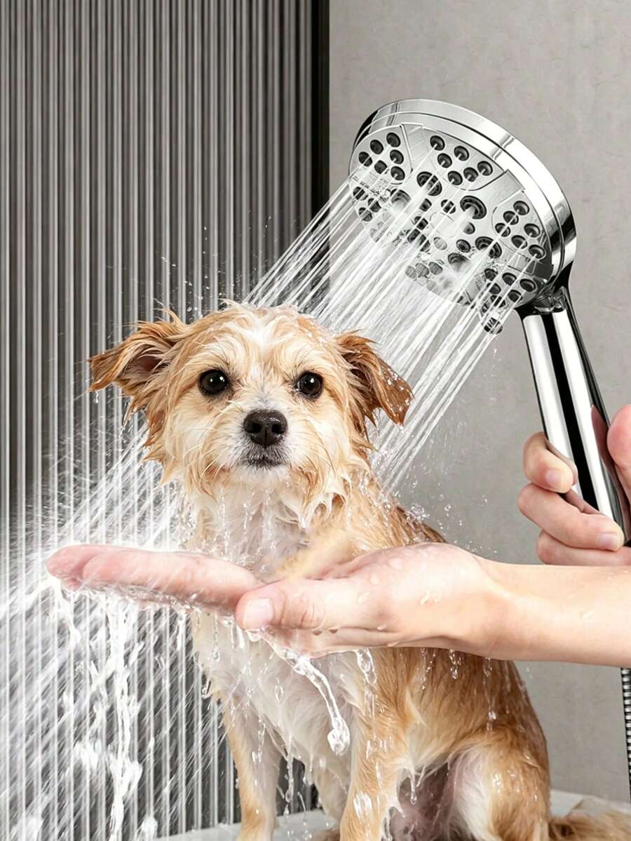 Bộ vòi sen cầm tay áp lực cao với 8 chế độ phun, ngay cả ở lưu lượng nước thấp, kèm ống dẫn và giá đỡ không cần khoan, lý tưởng cho việc tắm rửa hàng ngày và tắm cho thú cưng.