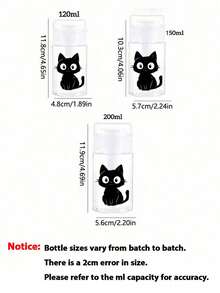 1pc Black Cat Design Pump Bottle, Fragrance-Free Transparent Design, Suitable For Nail Polish Remover, Toner And Makeup Remover, Round Top Design, Hand Wash, Durable, Cosmetic Container, Designed For Beauty Enthusiasts - Multicolor - View 8