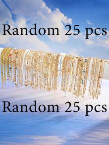 4/10/25pcs Set Beach Vacation Style Heart & Butterfly Hollow Design Seed Bead Tassel Chain, Minimalist Elegant Metal Bracelet & Anklet, Fashion Accessories For Holiday, Party, Gift, Daily Wear - Yellow Gold - View 7