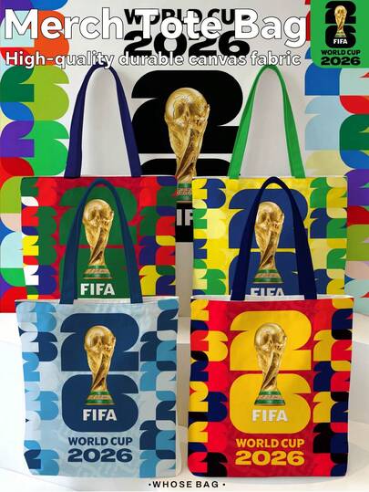 4 kiểu túi tote dành cho người hâm mộ World Cup 2026, họa tiết graffiti của các đội tuyển World Cup, chất liệu vải canvas bền chắc, dày dặn, nhẹ và bền, dung tích lớn, có thể tái sử dụng, phù hợp cho người hâm mộ World Cup, các trận đấu, đi làm, sinh nhật, Giáng sinh, mùa World Cup, món quà tuyệt vời cho người yêu bóng đá, vật dụng để xem các trận đấu và sử dụng hàng ngày.