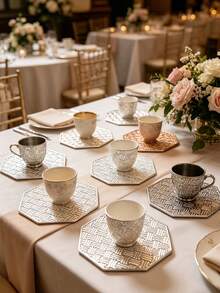 6/12 piezas Posavasos creativos con diseño de líneas, adecuados para decoración de mesa de boda, manteles para tazas de fiesta, posavasos diarios para citas, ideales para el Día de San Valentín, Acción de Gracias, Pascua, Día de la Madre - Multicolor - Ver 6