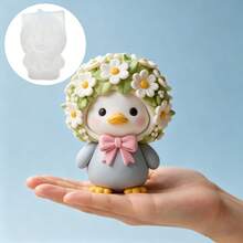 Cute Duckling Relief Home Decor Figurine Resin Clay Silicone Mold, Duckling With Flowered Hat Silicone Mold, Holiday Gift Concrete Cement Plaster Silicone Mold, Craft Mold, Creative Gift-Making Tools / Gifts, Home Decor - A - View 4