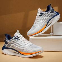 Men's Lightweight Breathable Cross-Training Sneakers - Low-Top Athletic Shoes With Shock Absorption, Arch Support And Non-Slip Sole, Suitable For Gym, Running, Hiking, Casual And Outdoor Activities - White Dark Blue - View 3