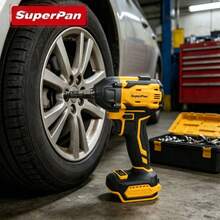 SuperPan 20V 無刷工具組，包含衝擊扳手 + 電鑽裸機，高扭力，適用於汽車維修和居家 DIY，附工具袋 - 黃色 - 查看 6