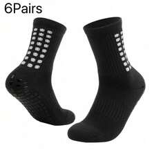 1/3/6 pares de calcetines de fútbol para hombre, cortos, gruesos, largos, para pareja, antideslizantes, hasta la pantorrilla, resistentes al desgaste, calcetines deportivos - Blanco y Negro - Ver 14