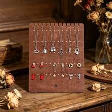 Brown Felt Jewelry Display Stand, Multi-Function Necklace Earring Storage Rack, Vintage Style Home/Shop Jewelry Organizer - Brown - View 6