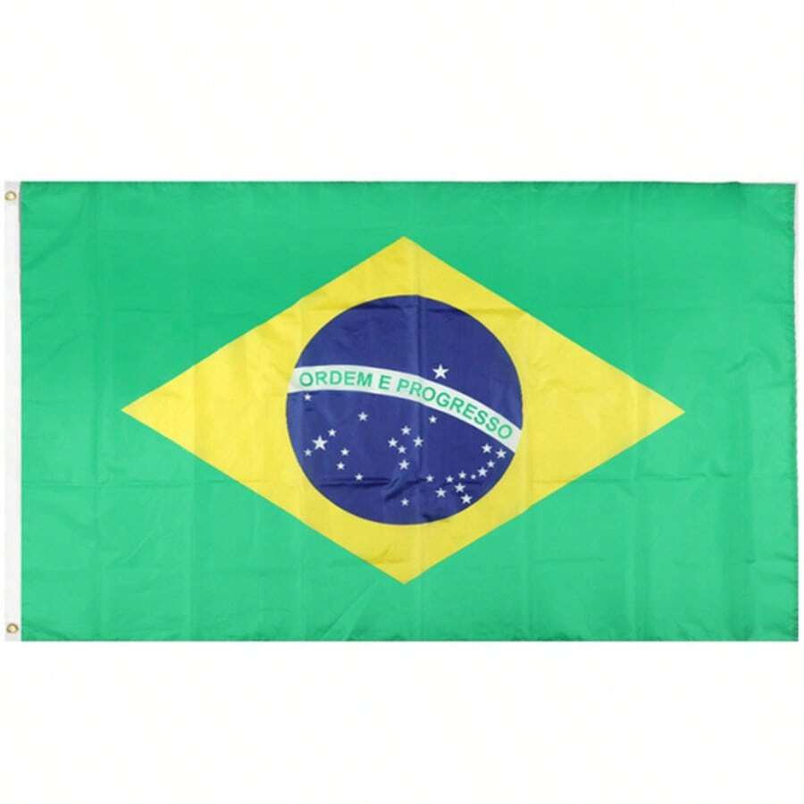 3x5 Ft Brazil National Flag, Polyester Material, With Metal Grommets, Suitable For Garden Decor - Multicolor - View 1