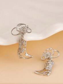 1 Pair Western Style Cowboy Hollow Boot Earrings, Fashionable & Unique, Suitable For Teenagers Daily Wear And Holidays - Multicolor - View 3